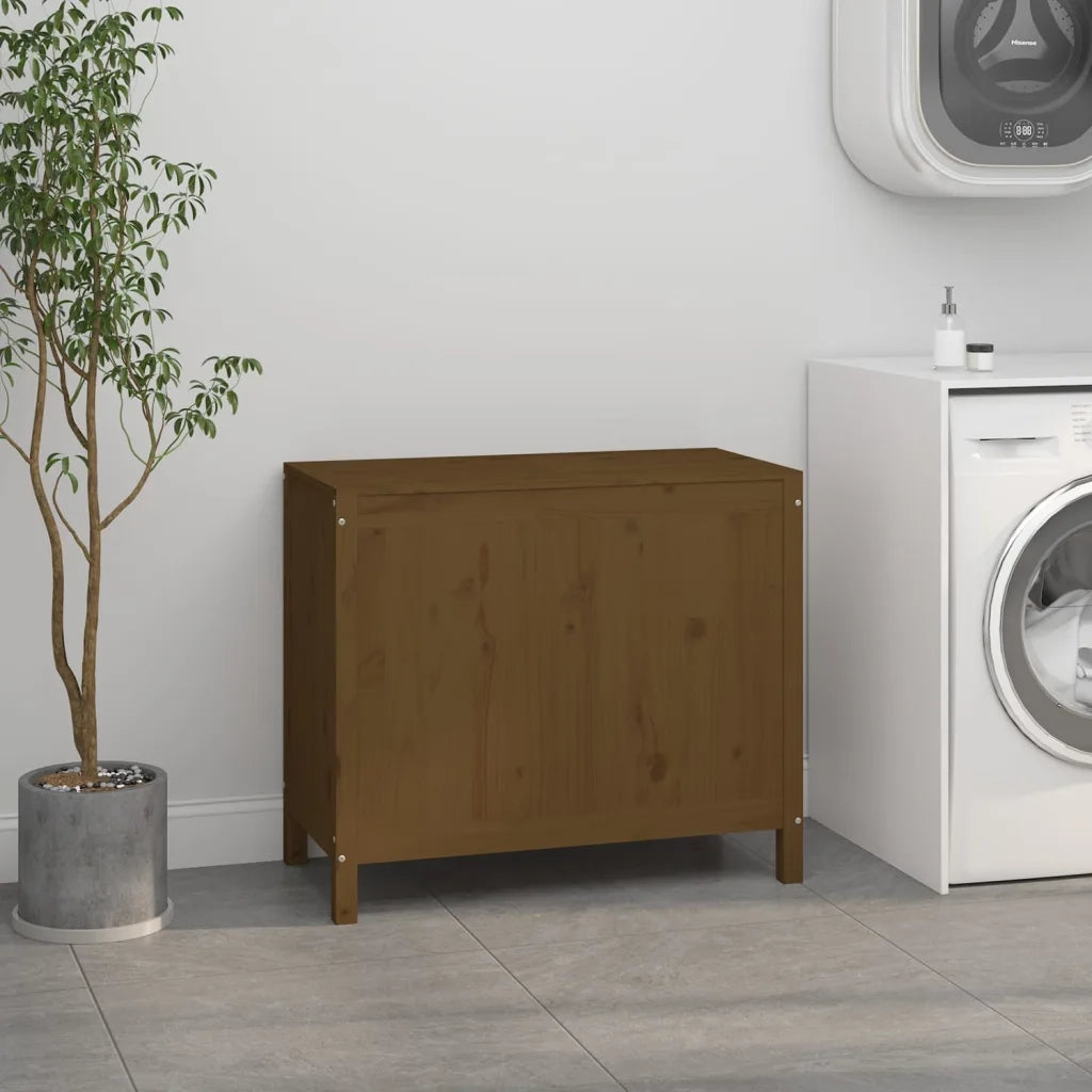 Contenitore per Bucato Ambra 88,5x44x76 cm Legno Massello Pino 823582