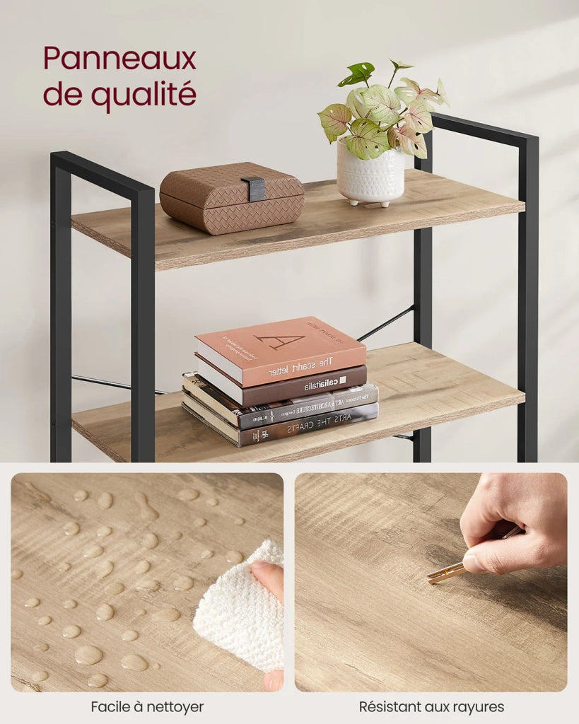 Libreria a 6 ripiani con struttura in acciaio per soggiorno ufficio ingresso stile industriale 80 x 30 x 186 cm marrone 12_0005453