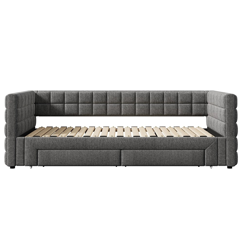 Letto Divano con Cassetti ¨C MINIMAL ¨C Grigio, 90x200 cm, Estraibile 180x200