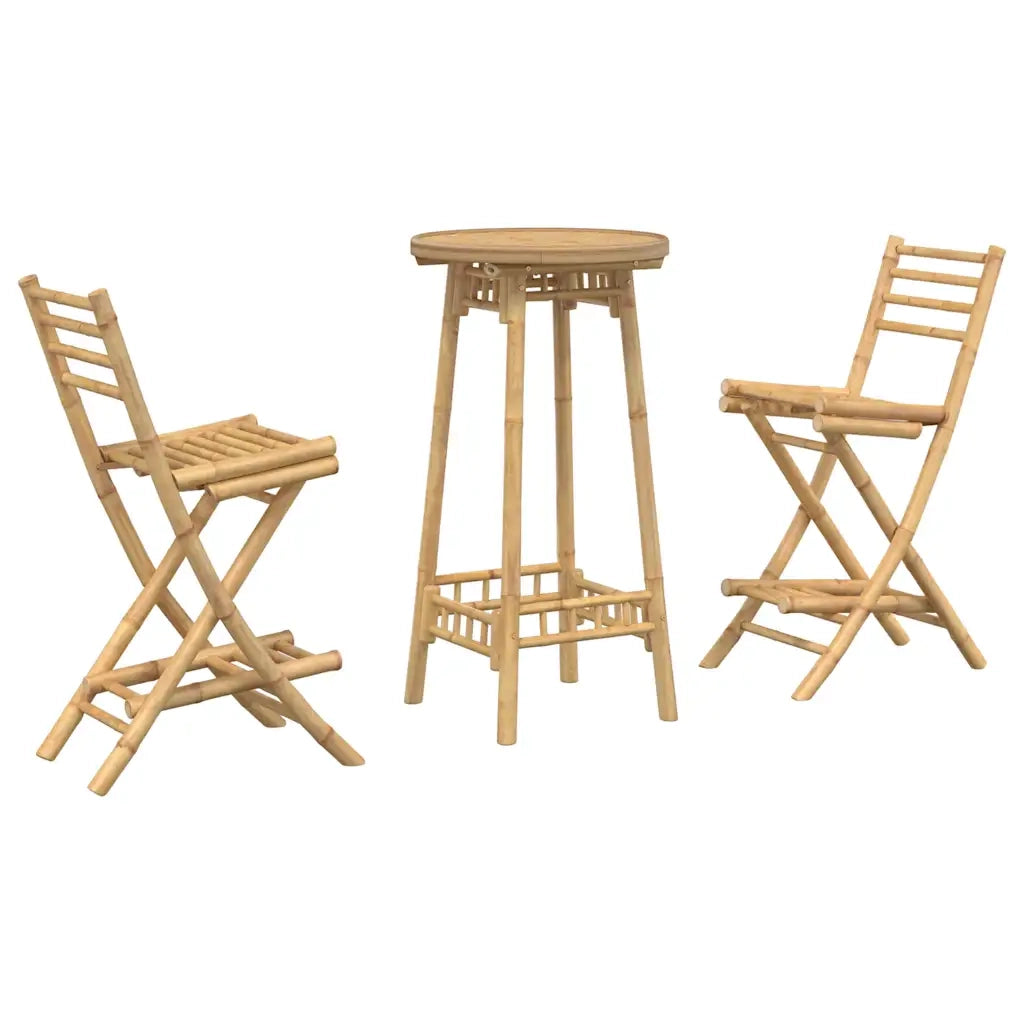 Set Bar da Esterno 3 pz Pieghevole in Bamb¨´ CFW1017137