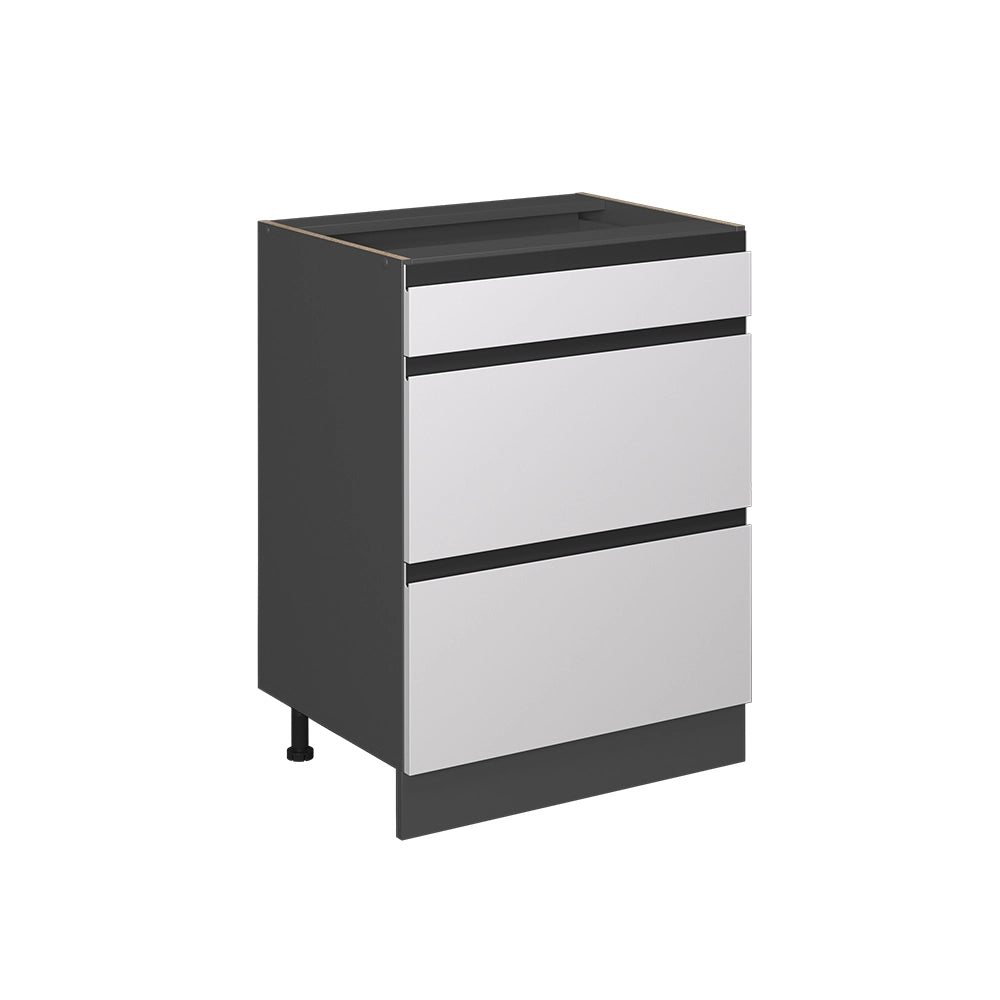 Vicco Mobiletto base per cucina Bianco 60 cm Forma a J, con cassetti, senza piano di lavoro
