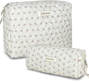 Borse di cosmetici per donne con motivi floreali, borsa di bellezza con pizzo, set di borse di trucco, borse da toeletta imbottite, borsa di bellezza in cotone, grandi borse di trucco, articoli da viaggio, accessori di bellezza, ragazza elegante