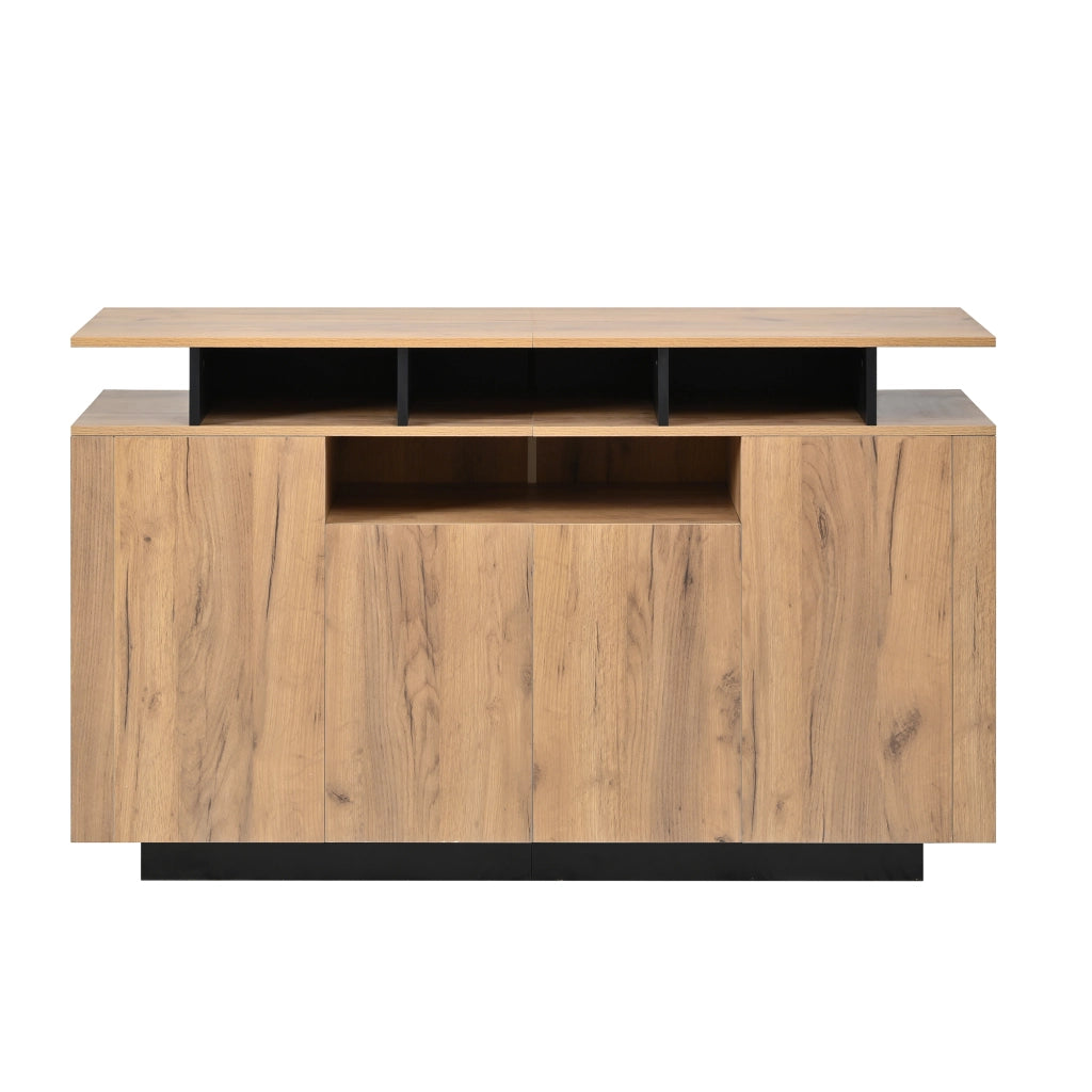 Credenza e madia con 4 ante e 3 vani aperti per soggiorno e ingresso in truciolare natural 140 × 40 × 85 cm