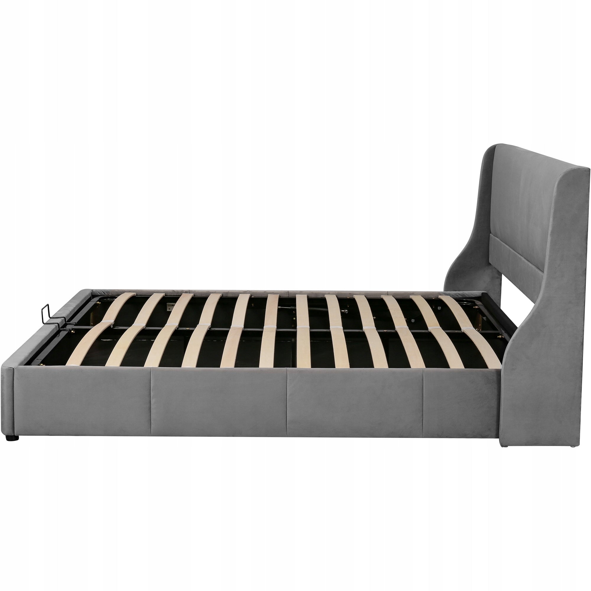 Letto con contenitore imbottito - Xylo - 180x200cm - Grigio - Idraulica