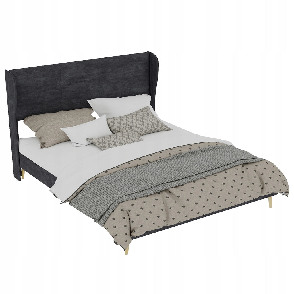 Letto imbottito 160x200 grigio con testiera morbida - Xylo