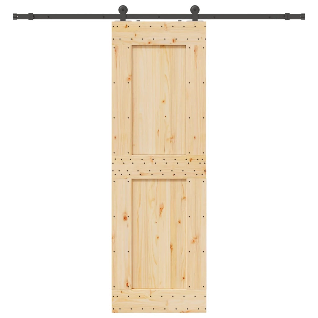 Porta scorrevole NARVIK Naturale e Nero 70 x 210 cm (213,5 cm) 3445317