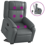 Poltrona | Sedia Relax Alzapersona Reclinabile Massaggio Grigio Similpelle