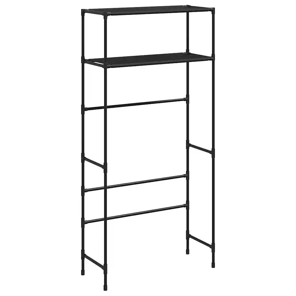 Rastrelliera per Lavatrice a 2 Livelli Nera 69x28x143 cm Ferro 343131