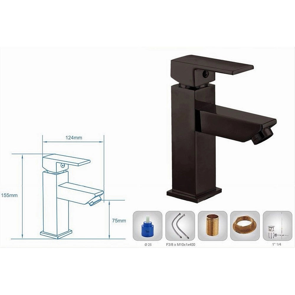 Trade Shop - Rubinetto Per Bagno Ultra Moderno Miscelatore Orientabile Lavabo Nero Opaco 87207 -