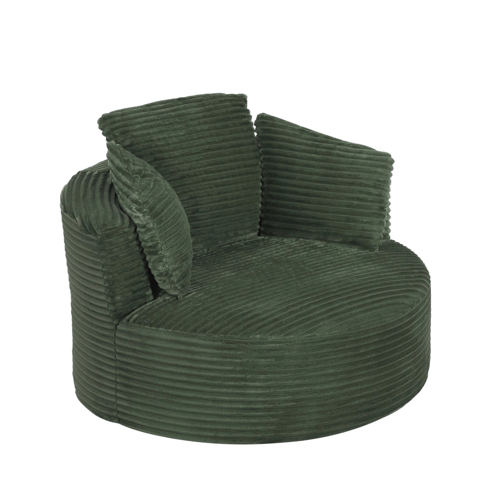 Poltrona rotonda in velluto a coste verde 123 cm