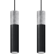 Lampada a sospensione cemento VALERO 2 2 luci nera Pure Lume