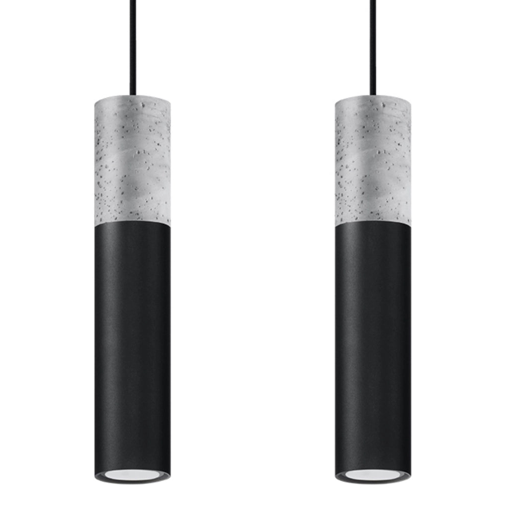 Lampada a sospensione cemento VALERO 2 2 luci nera Pure Lume