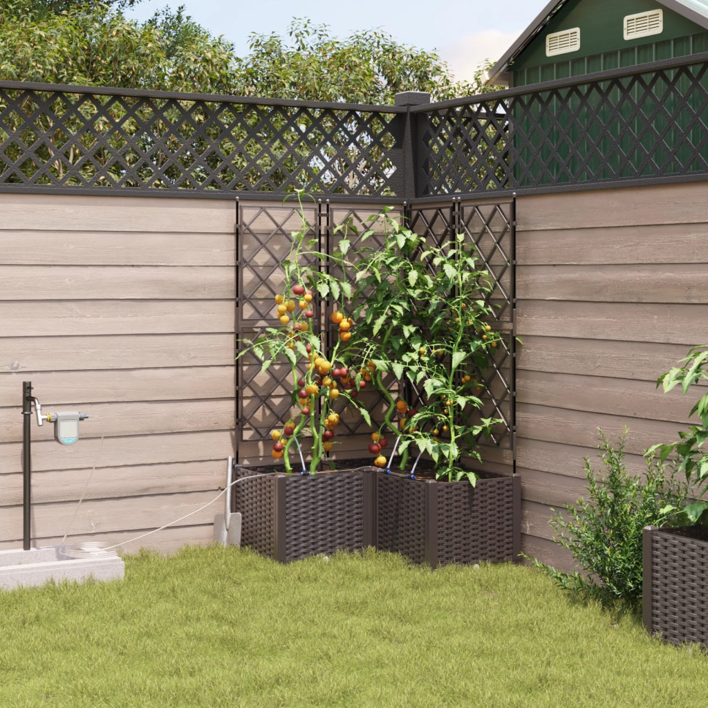 Vasi da Giardino con Sistema di Irrigazione 3 pz Marrone