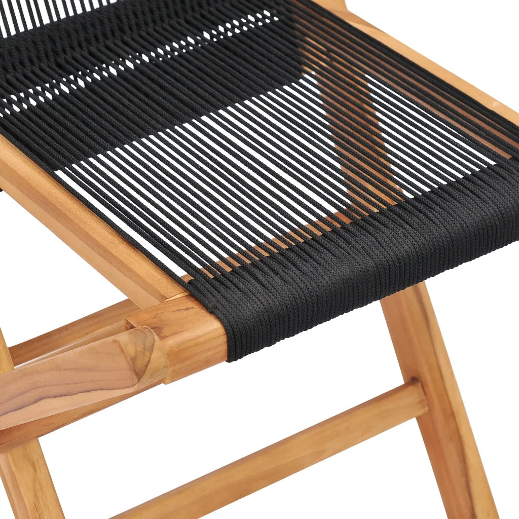 Sedie da Giardino Pieghevoli 2pz Legno Massello di Teak e Corda 49363