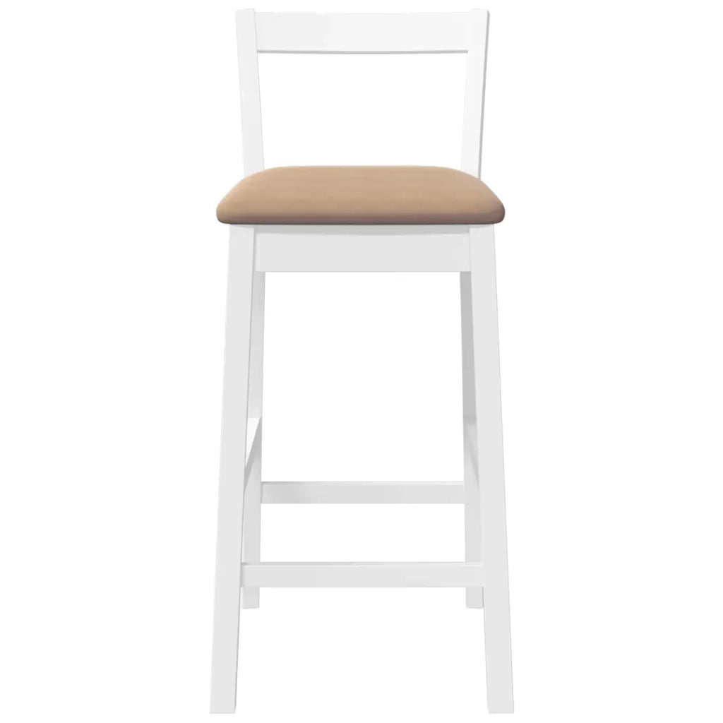 Sgabelli da Bar con Cuscini 2 pz Bianco Legno Massello di Hevea