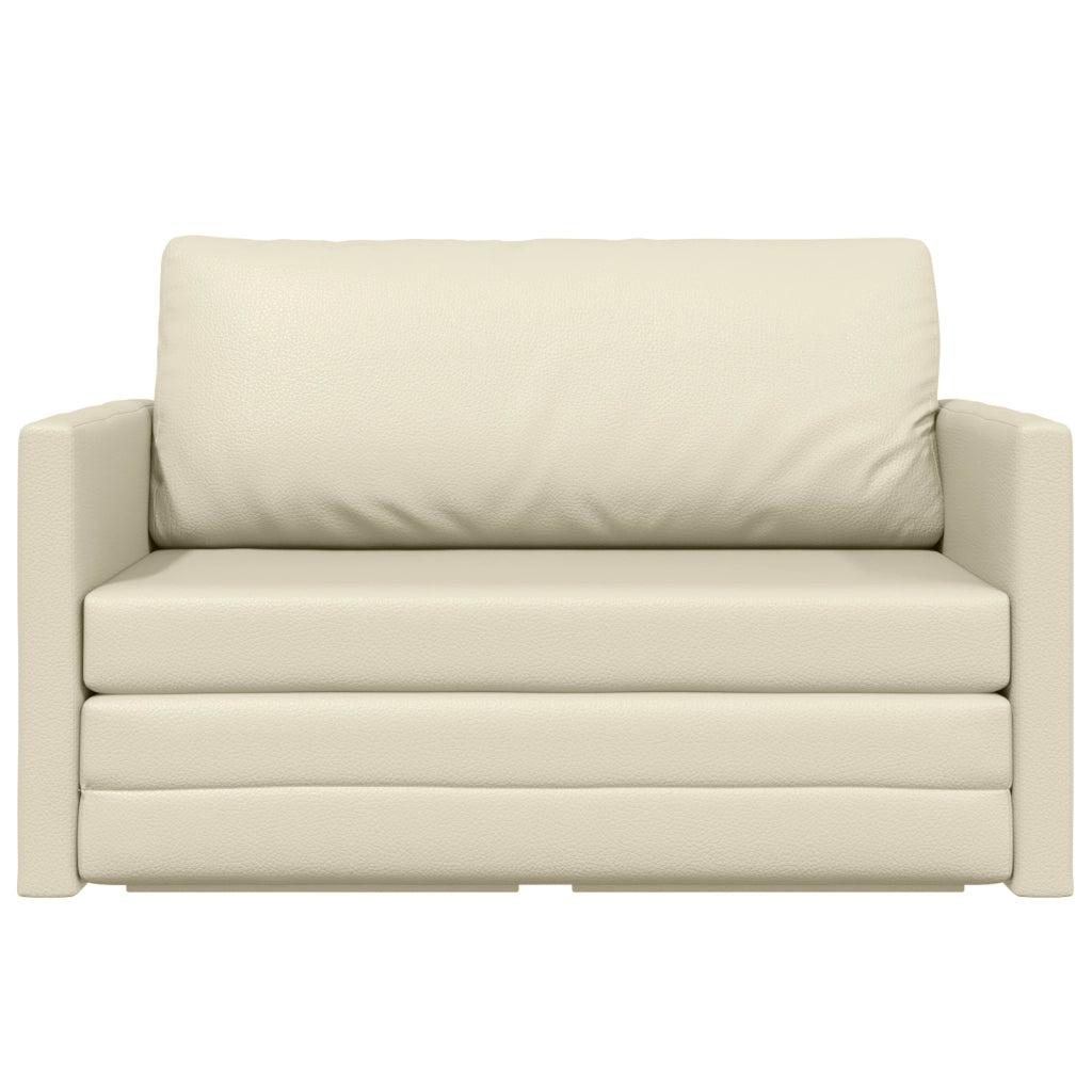 Divano Letto a Pavimento 2-in-1 Crema 124x71x78 cm Pelle Sintetica
