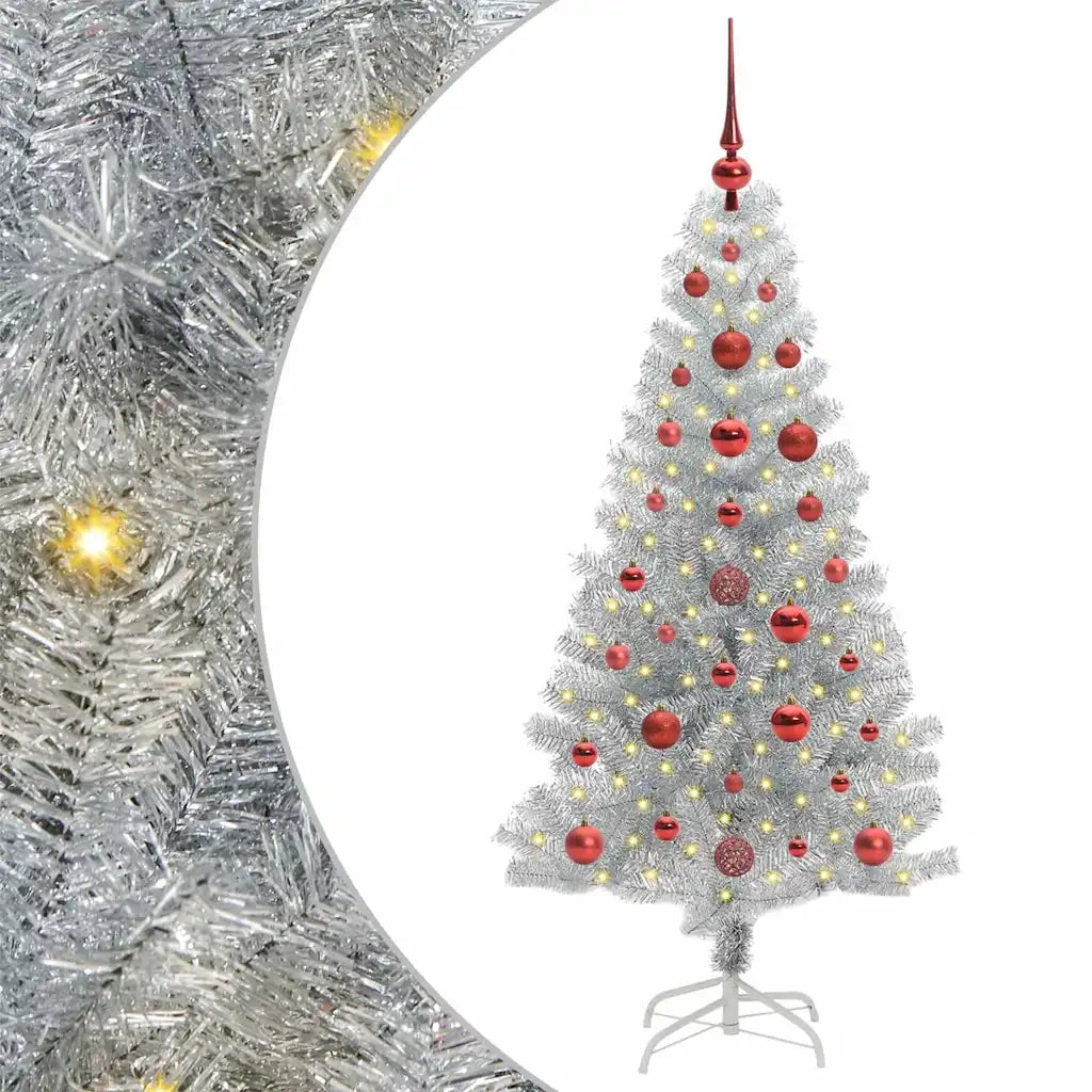 Albero di Natale con 150 LED con supporto Argento 120 cm PET 3396652