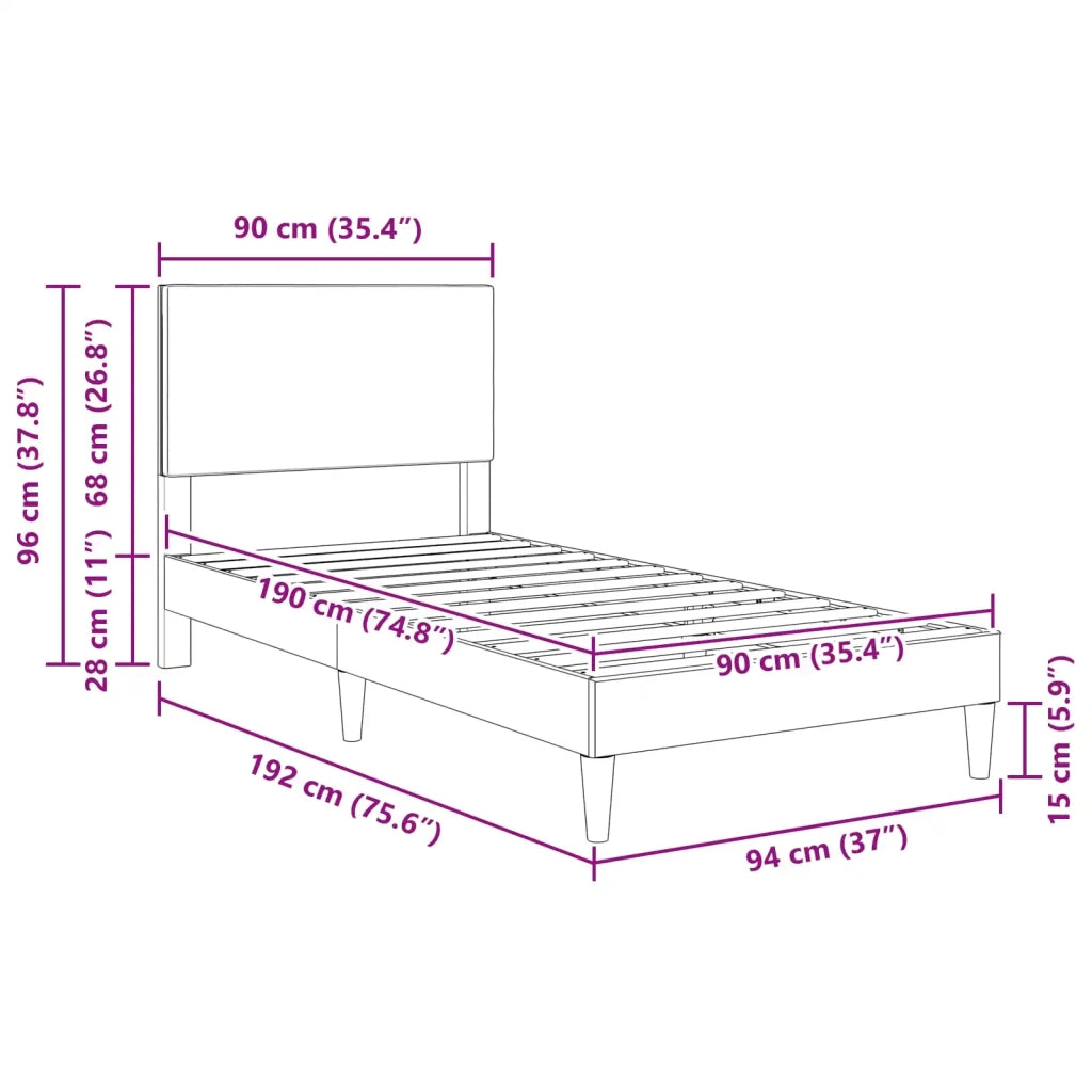 Struttura del letto Grigio Verde Chiaro 90 x 190 cm 42027711