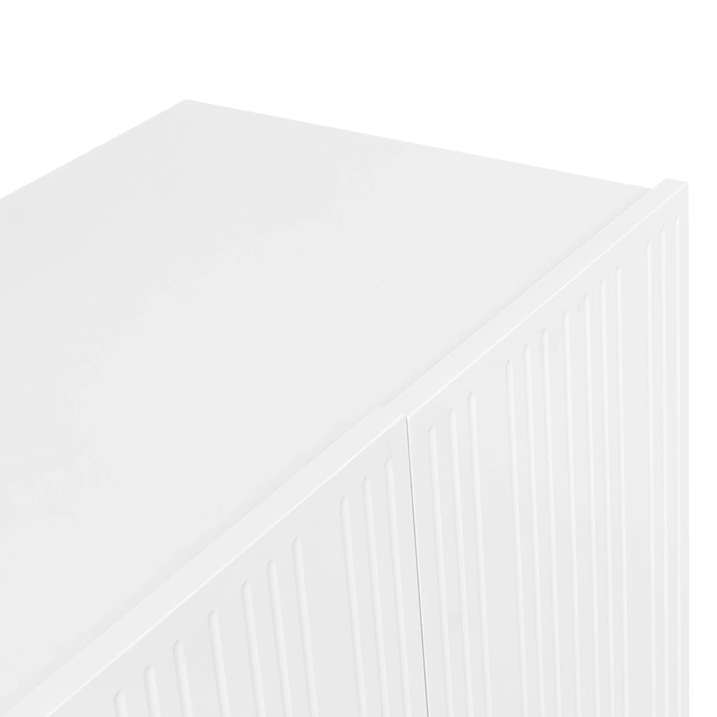 Sideboard a 4 ante con intagli a goccia; MDF bianco