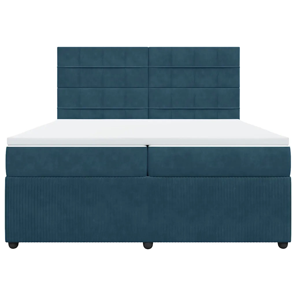 Giroletto a Molle con Materasso Blu Scuro 200x200 cm in Velluto 3292434