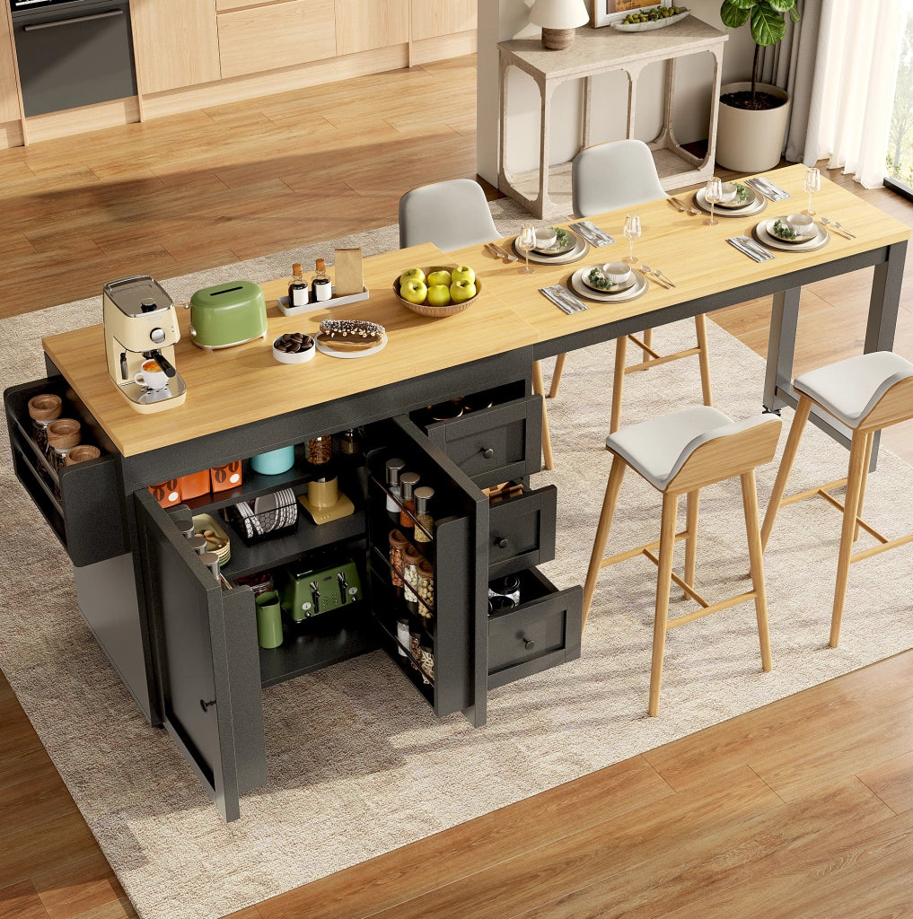 Isola cucina estensibile 116-179,5 x 45 x 89 cm MDF nero, mobile