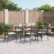 Set da Pranzo da Giardino 7 pz Nero con Cuscini in Polyrattan 3213600