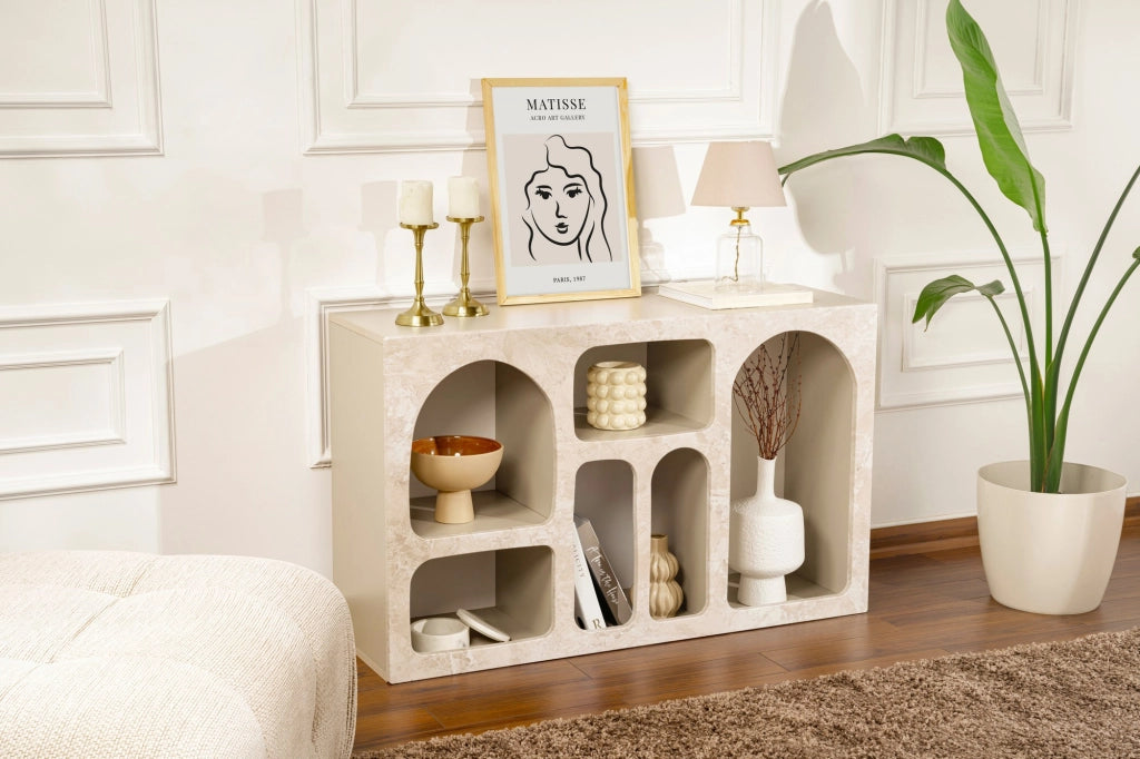 Credenza in legno "Liva" - 120 x 37 x 74 cm - Travertino