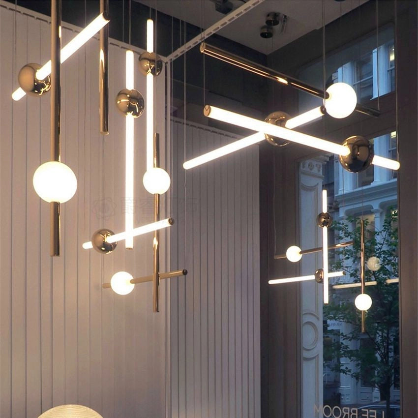 Lampada Da Soffitto Pensile Lungo Led Bianco Oro App476-cp