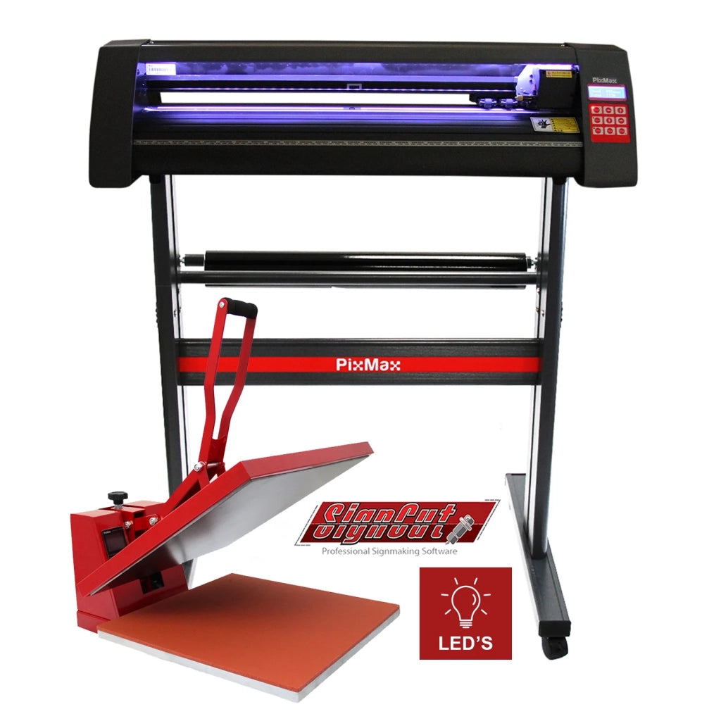 Plotter per Taglio Vinile Guida Laser Abbonamento 12 Mesi Software da Taglio - LED - 720mm & Termopressa per Sublimazione Pressa a Caldo - 50x50cm