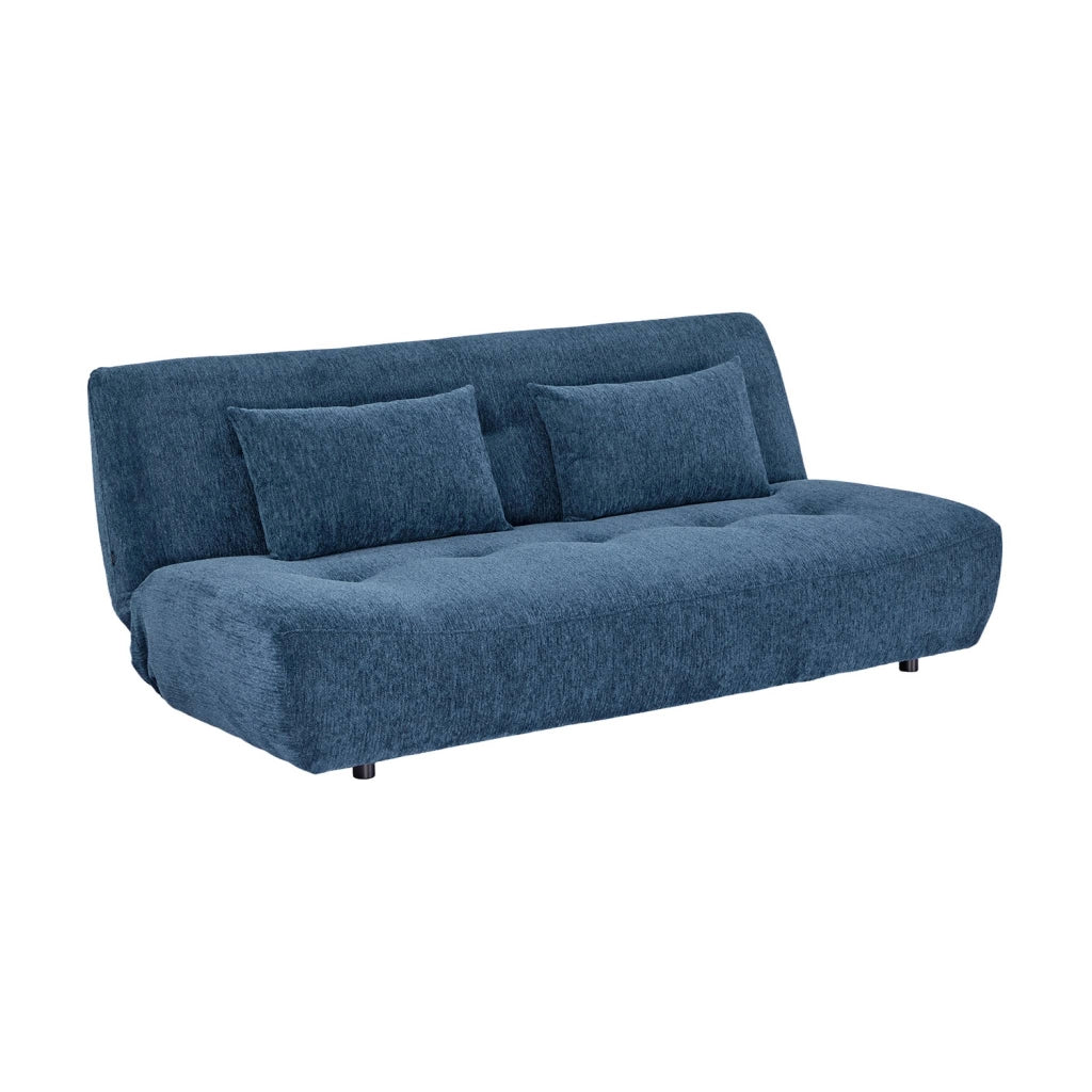 Divano letto convertibile in tessuto ciniglia, 3 posti, blu