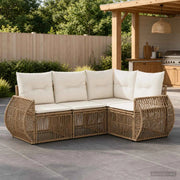 Set Divano da Giardino 4 pz Beige e Bianco Crema polyrattan 3435411