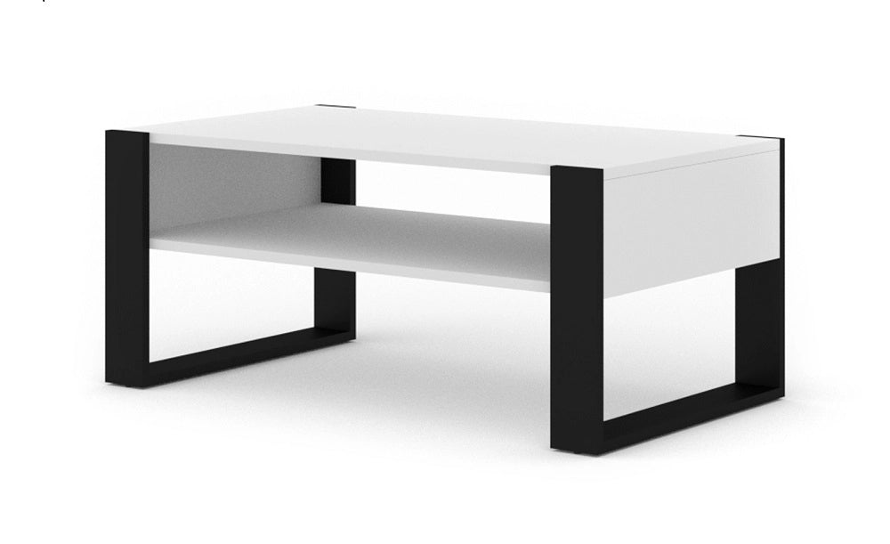 Tavolo Tavolino da caffè con doppio ripiano 110x48Hx60