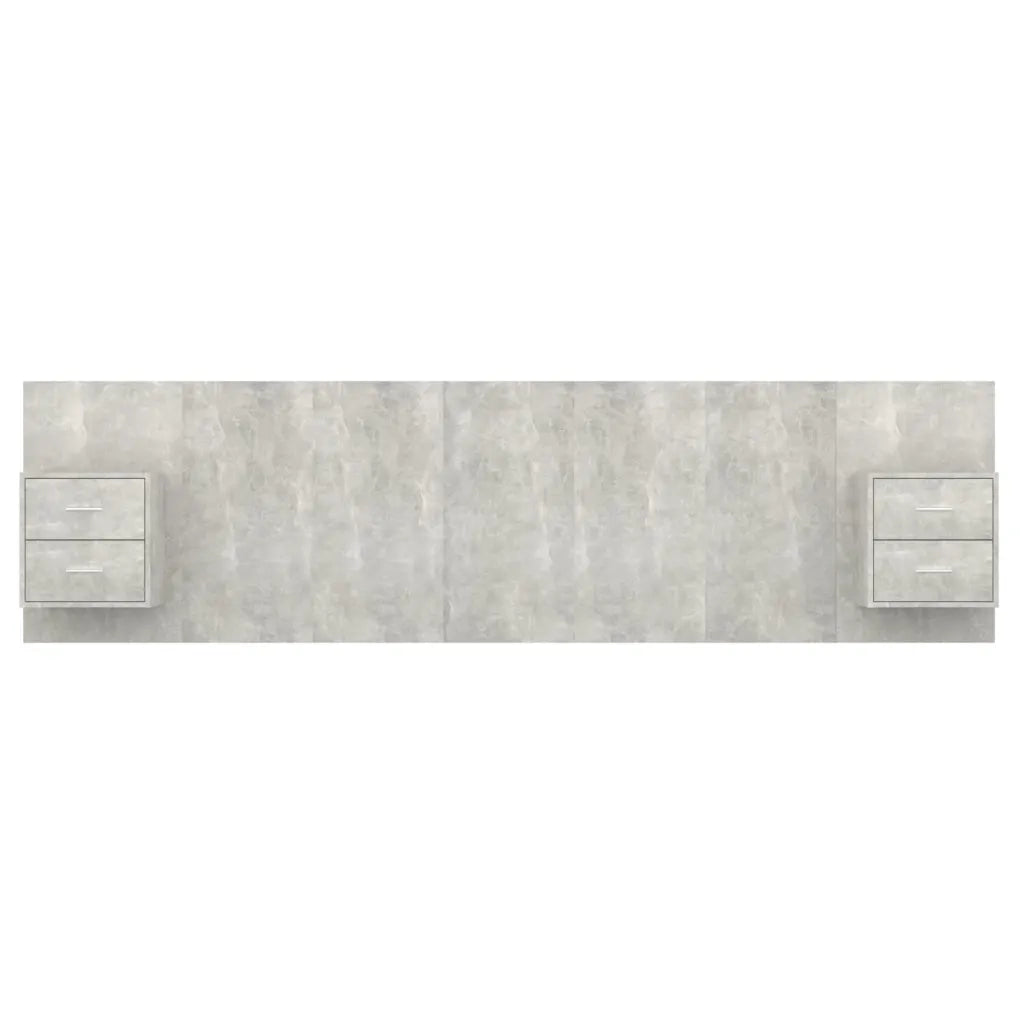 Testiera Letto con Armadietti Legno Multistrato Grigio Cemento 3115735