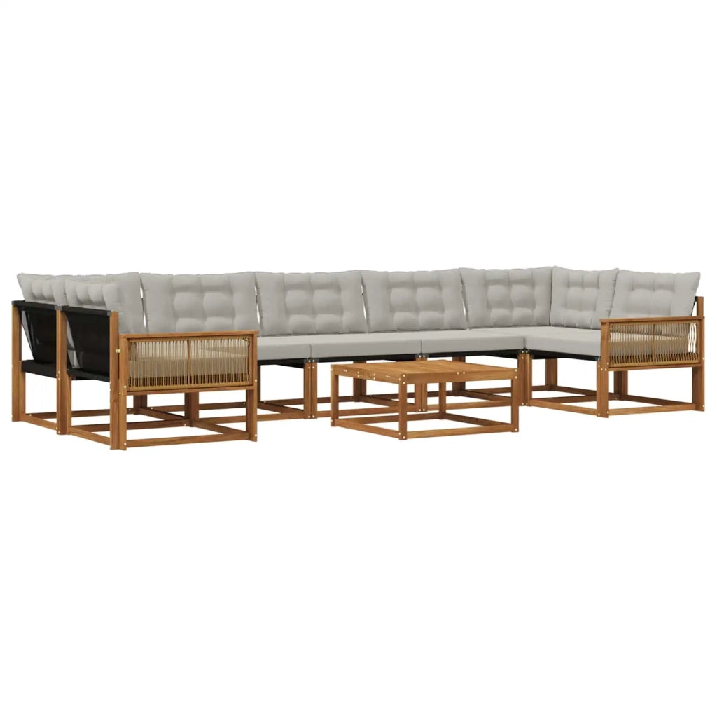 Set di divani da esterno 8 pcs Naturale e Grigio Chiaro