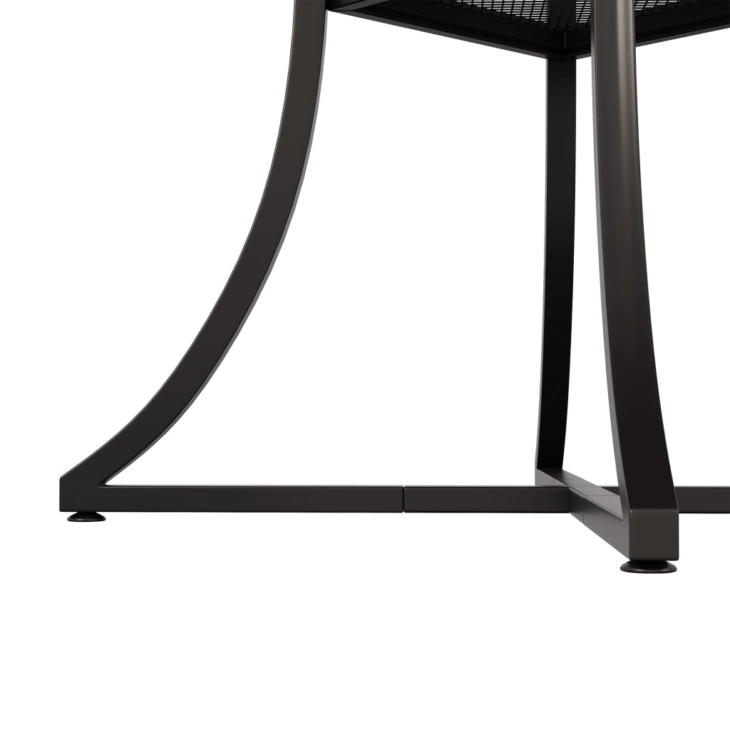 Tavolo da pranzo rotondo per 4-6 persone con ripiano aperto, in MDF effetto noce e metallo nero, 100 × 100 × 75 cm