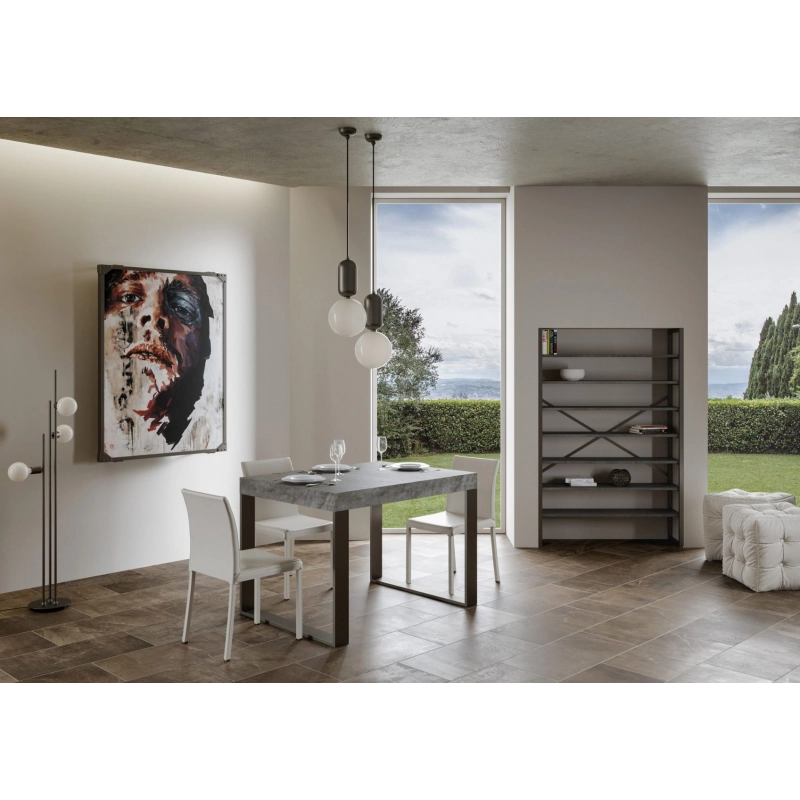 Tavolo allungabile 140x90/244 cm Tecno Premium telaio Antracite - Cemento