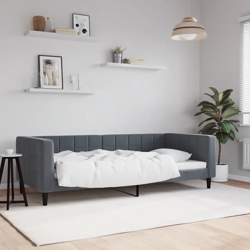 vidaXL Letto da Giorno Grigio Scuro 90x190 cm in Velluto