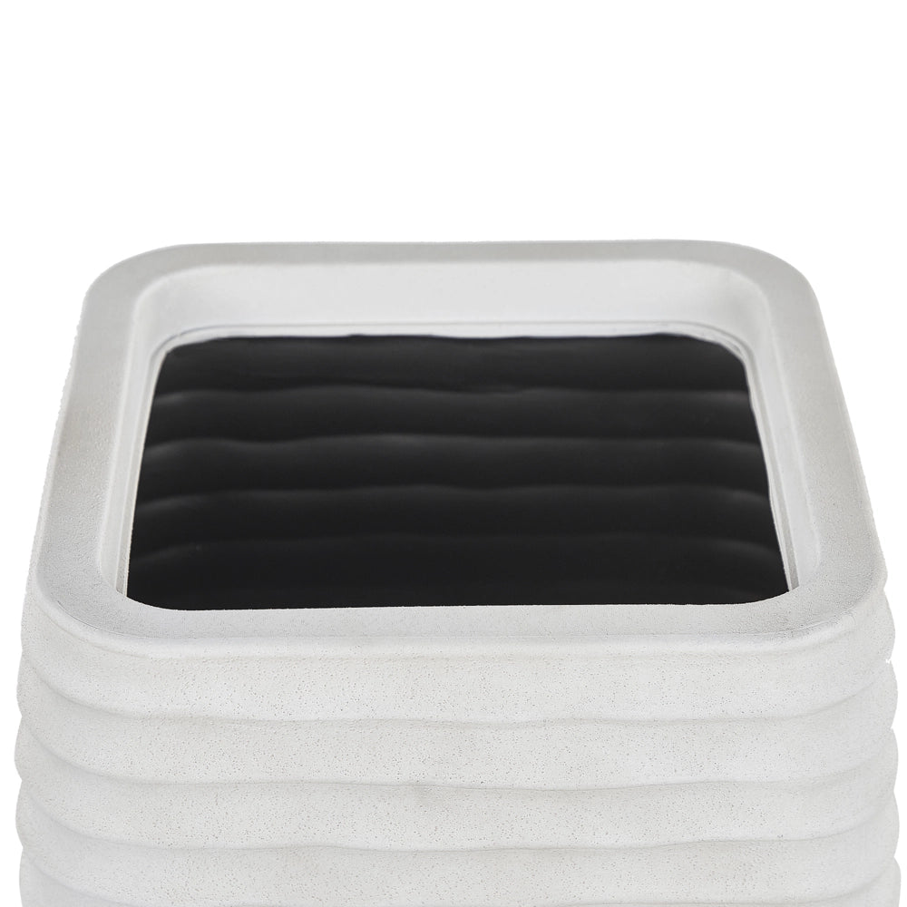 Vaso per piante grande in poliresina bianca sporca per esterni quadrato 50 x 49 cm resistente ai raggi UV
