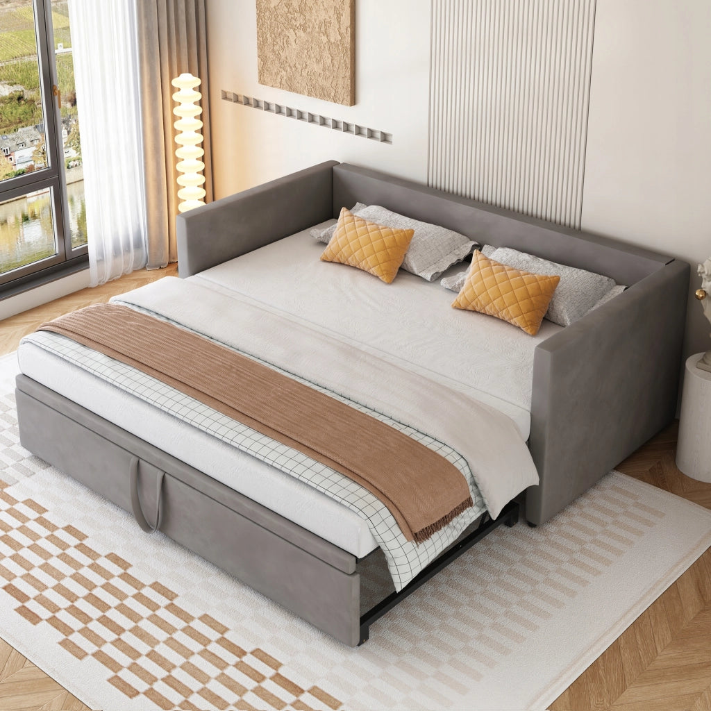 Letto imbottito estraibile - Xylo - 90/180x200 cm - Grigio