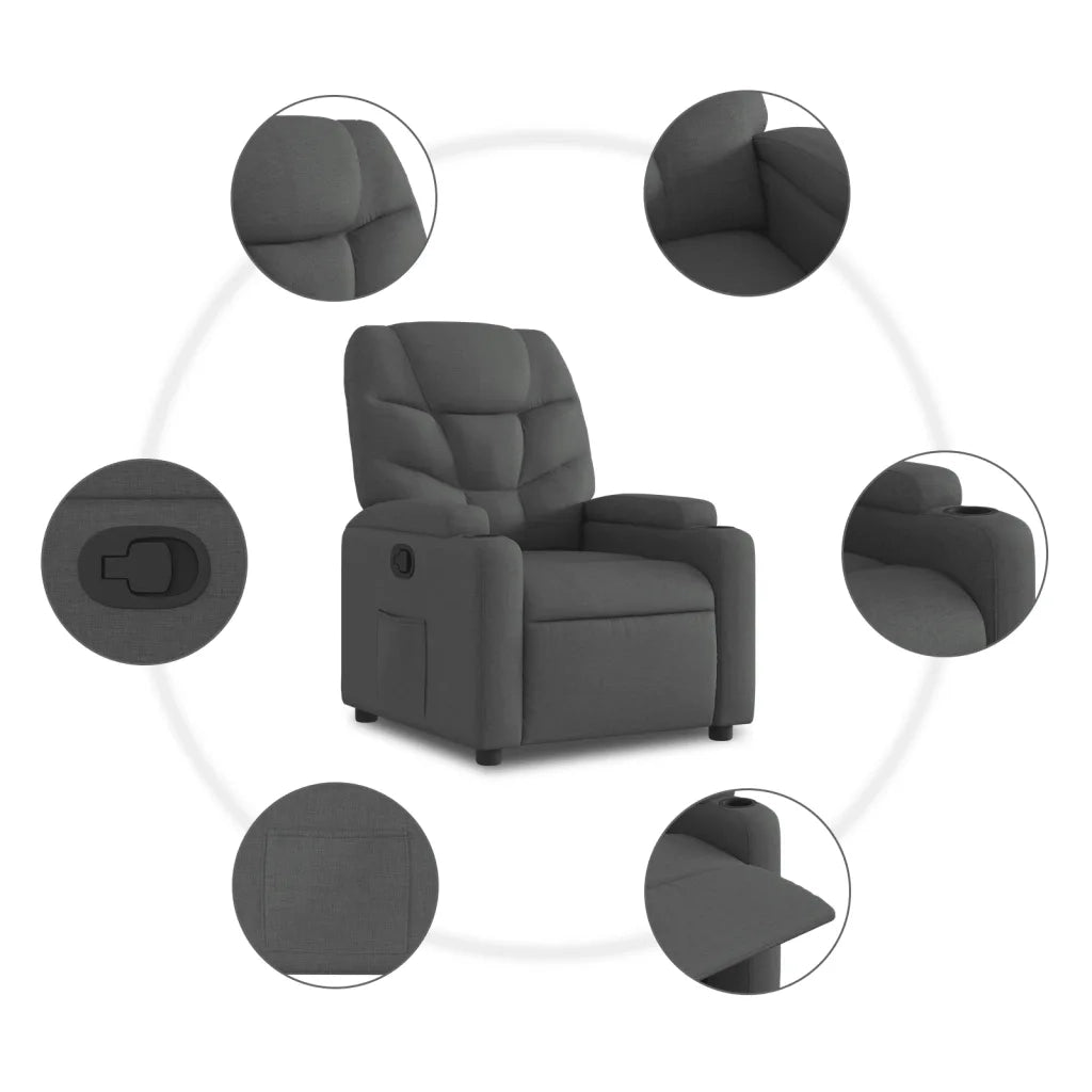 Divano Sedia-Poltrona reclinabile in tessuto grigio scuro 938970