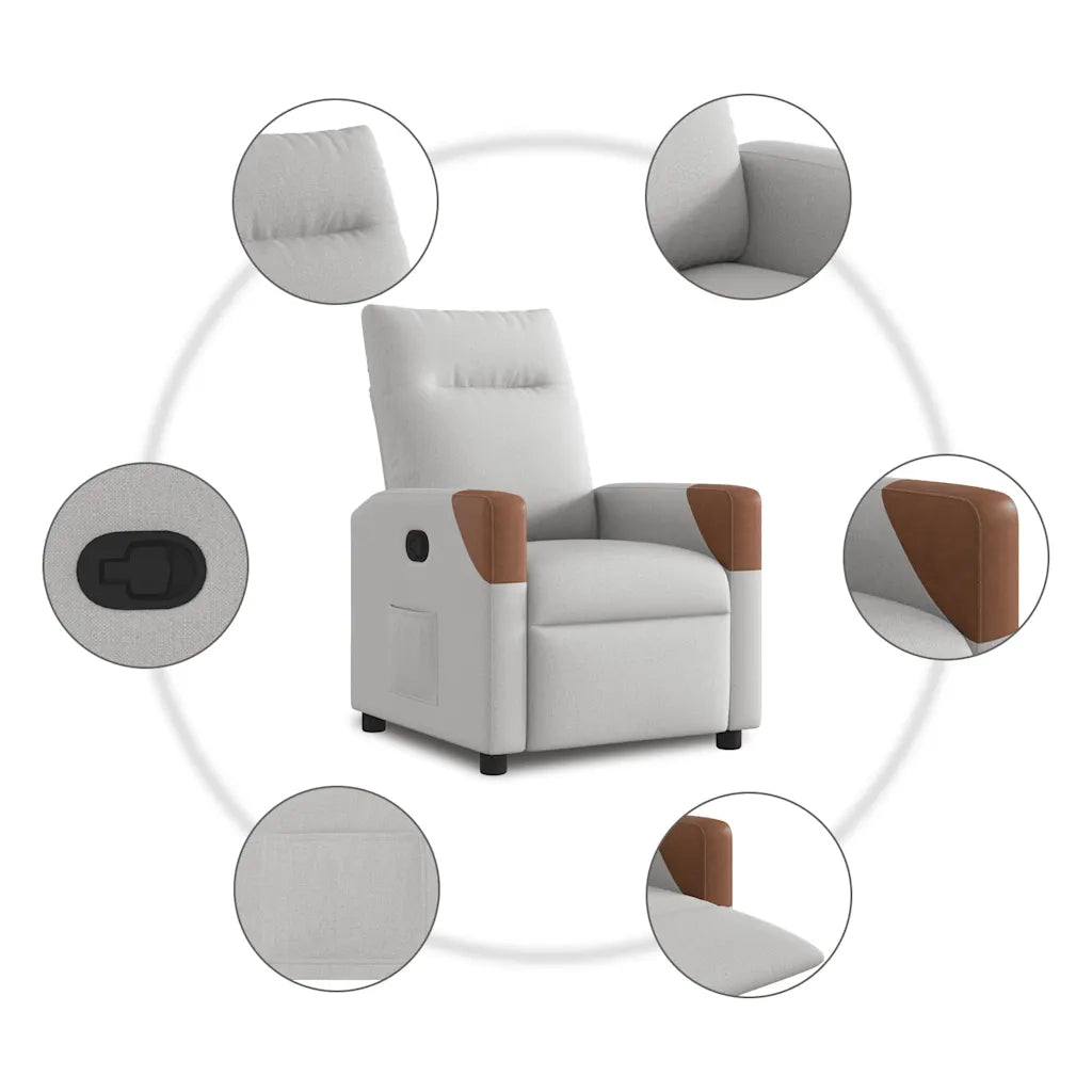 Poltrona | Sedia Relax Reclinabile in Tessuto Grigio Nuvola