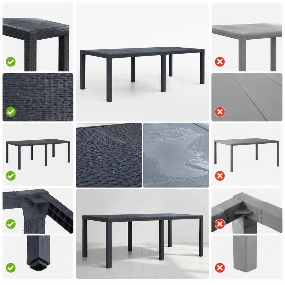 Garden Table Anthracite 220x90x72 Cm Plastic Rattan Look