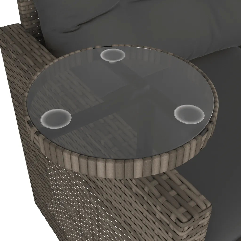 Set Divani da Giardino 3 pz | Set Salotto da Giardino con Cuscini Grigio in Polyrattan