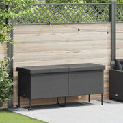 Contenitore da Giardino con Ruote Nero 160x55x75 cm Polyrattan