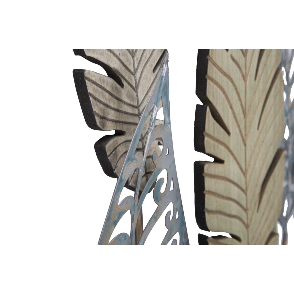 Decorazione in Metallo 3D Foglia 51, Oro, Metallo, 75x2,5x87 cm