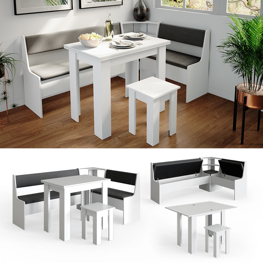 Vicco Gruppo panca ad angolo Bianco 180 x 41.5 cm con tavolo
