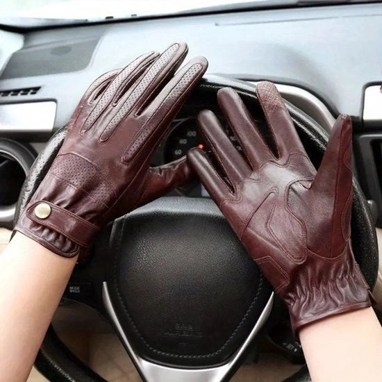 Manicure anti-umidità per uomini - Guanti touchscreen vintage, guanti per autunno e inverno, leggeri, non tessili, guanti per motociclisti