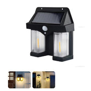 APPLIQUE SOLARE DA PARETE ESTERNO IMPERMEABILE DOPPIO LED SENSORE CREPUSCOLARE