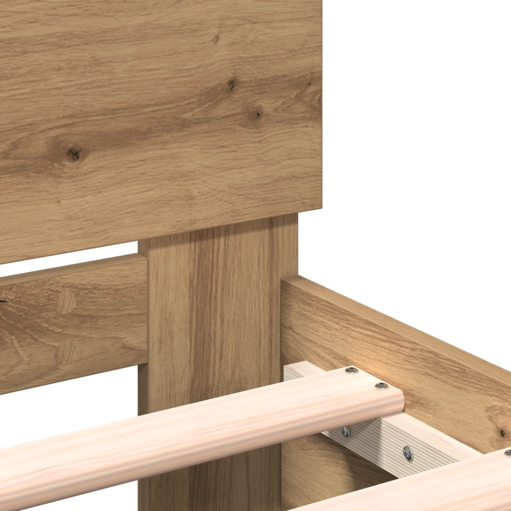 Rete Letto con Testata in Rovere Artigianale 180x200 cm Legno Ingegnerizzato