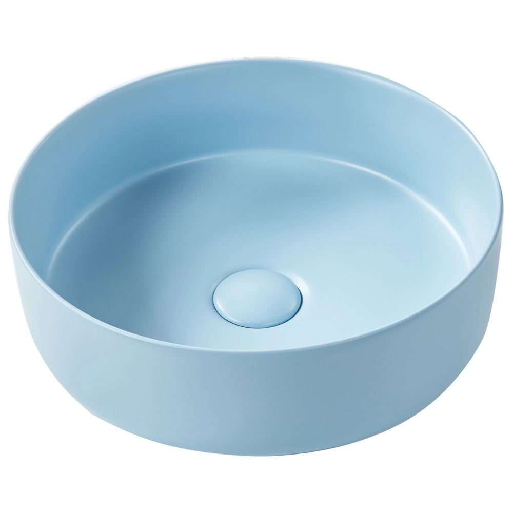 Lavandino da appoggio Blu Ceramica 370 mm Opaco Lavandino da bagno rotondo